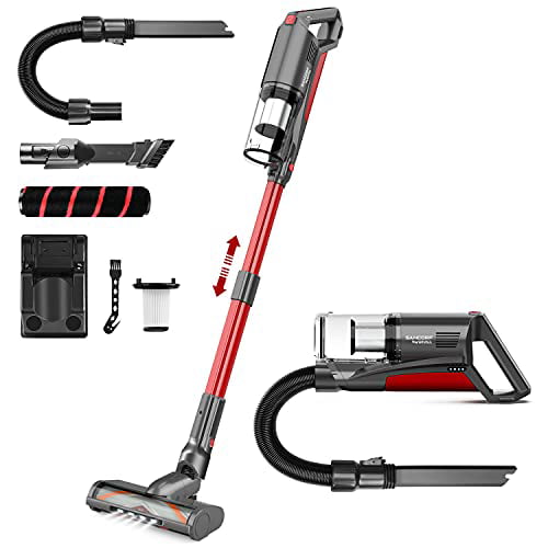 Cordless Vacuum Cleaner,whall 22000pa 5 in 1 Cordless Stick Vacuum Cleaner,250W Brushless Motor,up to 53 Mins Runtime,Lightweight Handheld Vacuum for Home Hard Floor Carpet Pet Hair,Red & Gray 